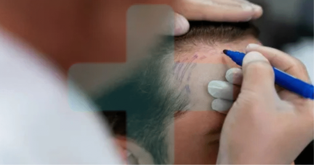 Forehead Reduction Surgery making shape and drawing line